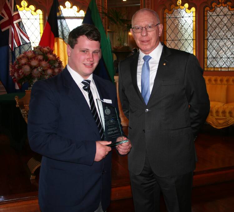 Joshua Merlino with NSW Governor David Hurley. Photo: GUILIO VIDONI  