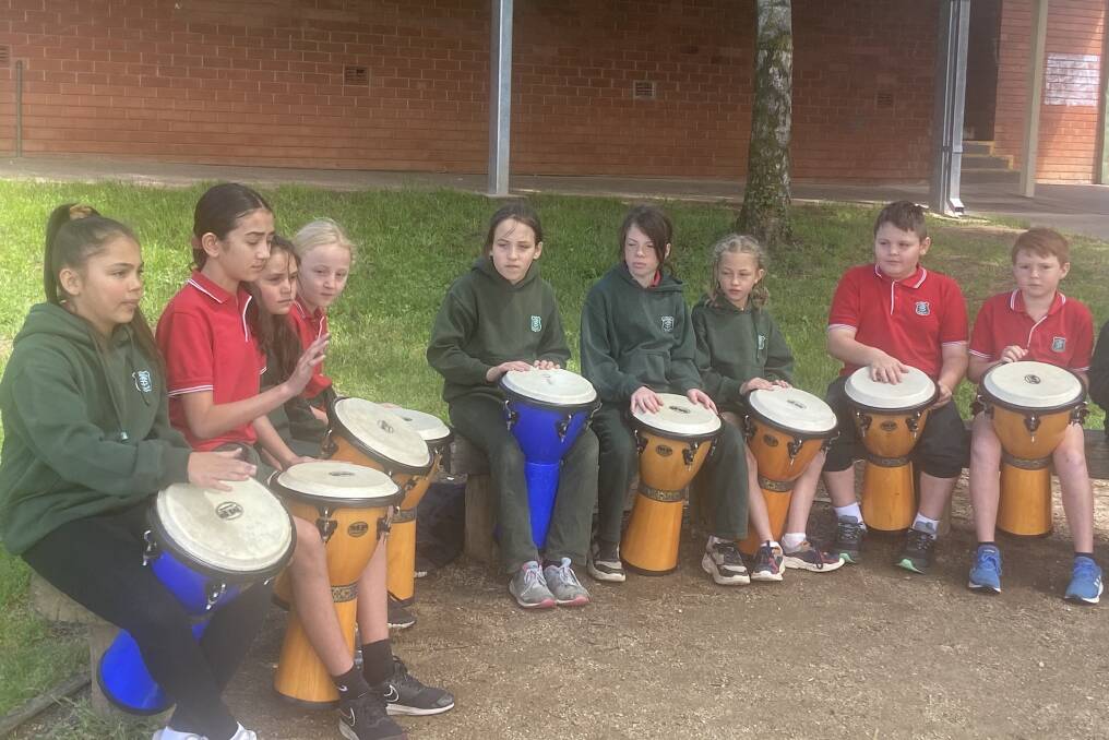 INCLUSIVE: Glenroi Heights Public School students Jarnte Sharpe, Savannah Howarth, Nevaeh Davis, Lilly-Grace Taylor, Jade Manning, Becca Dollin, Paityn Whiley, Jason Risby, Jamie Wood played drums in their video.