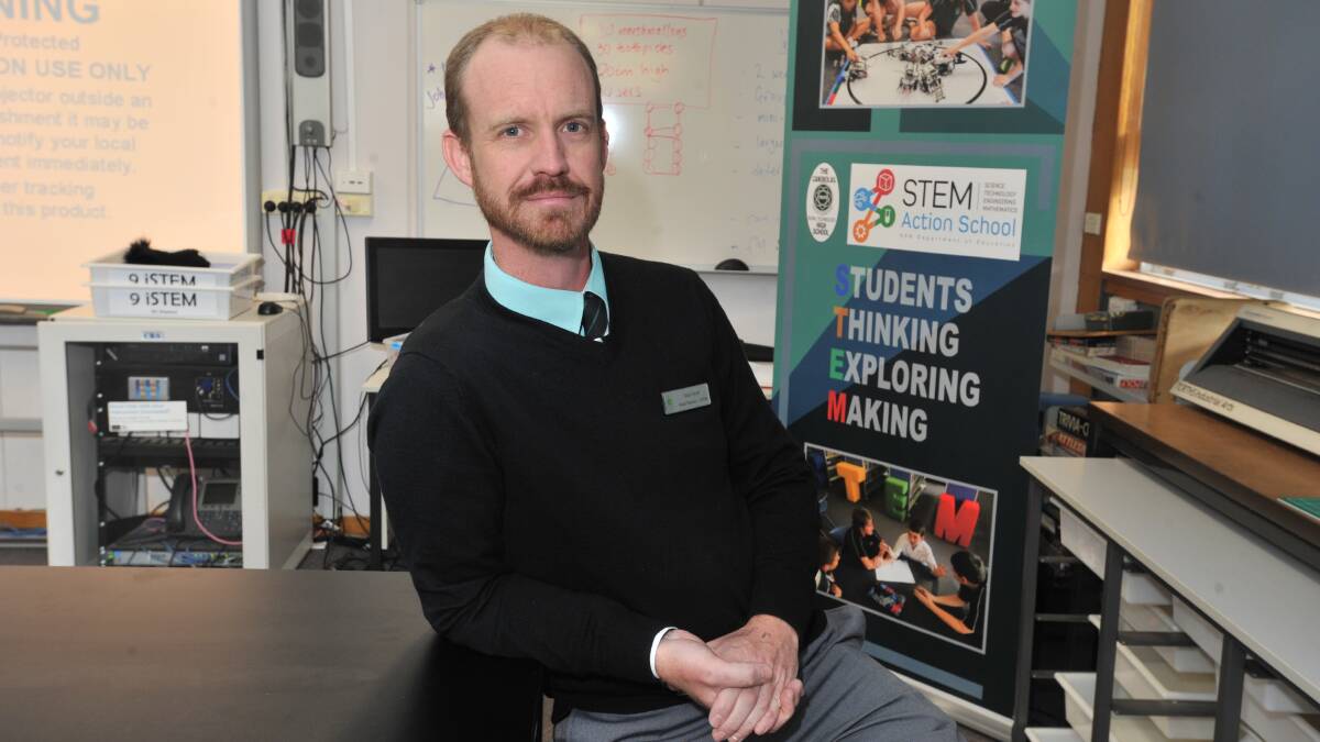 UP THERE WITH THE BEST: Canobolas Rural Technology High School STEM head teacher Matt Scott said a visit to see how STEM was run in the USA has validated the school's program. Photo: JUDE KEOGH 