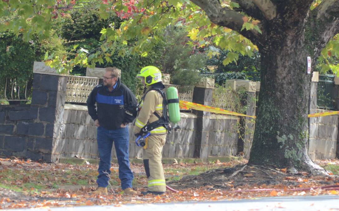 GAS LEAK: Firefighters and a gas company were called to a gas leak in Hill Street on Saturday morning. Photo: JUDE KEOGH