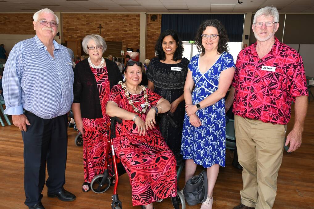 SUPPORT: Peter Longhurst from Parkinsons NSW, with Petah Duffy and Rosie Frecklington, Dr Sumitha Gounden, Dr Emma Blackwood and Bernie Duffy at an Orange Parkinson's Support Group fundraising event.