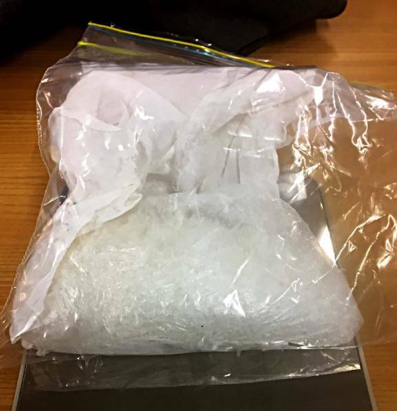 UNCOVERED: Police found more than 100 grams of methamphetamine hidden in a car door panel.