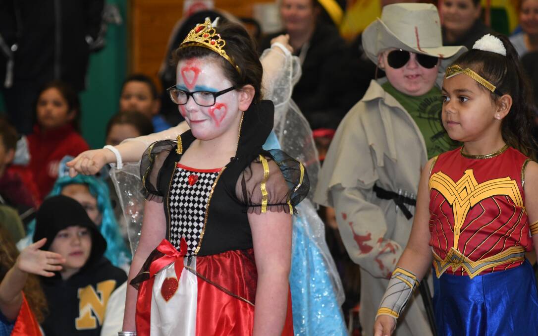 Students dressed up as superheroes and book characters on Tuesday. Photos: JUDE KEOGH