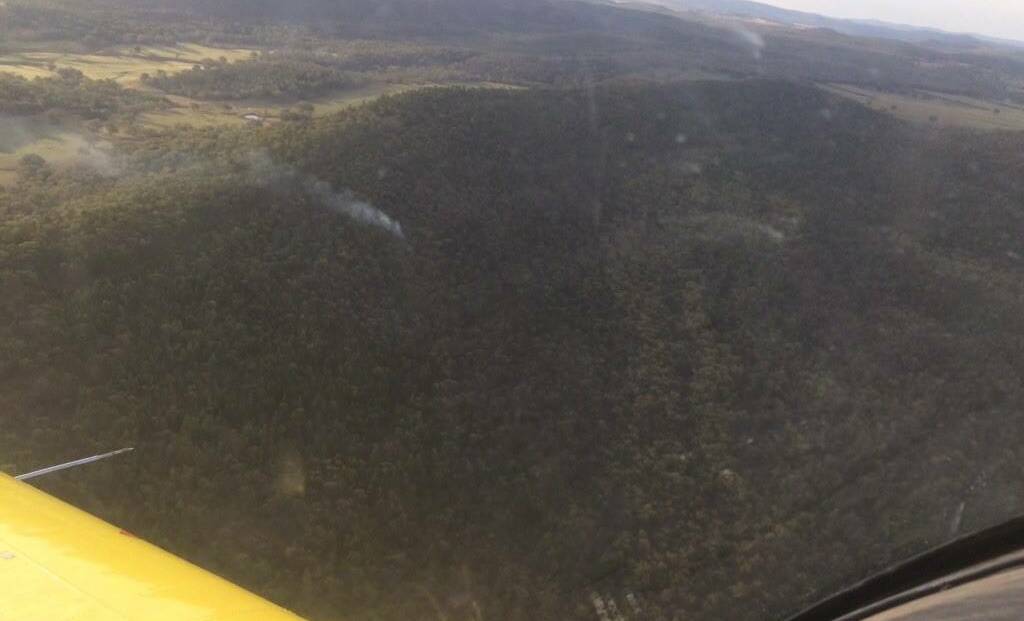 LIGHTNING STRIKE: An aircraft captured imagery of a tree on fire at Masons Ridge for the Canobolas Zone Rural Fire Service on Thursday evening. 