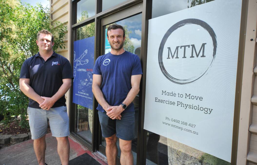 FRIENDS UNITED: Central Physio owner Rob Thorburn and Made to Move exercise physiology owner Simon Dowling. Photo: JUDE KEOGH