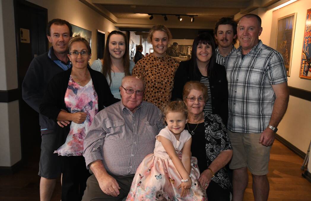 FAMILY: Phillip, Nikki, Maddi, Georgie, Julie, Brady and Mark Tucker joined Barry and Robyn, with youngest grandchild Tiana at The Oriana for their 50th wedding anniversary. Photo: JUDE KEOGH