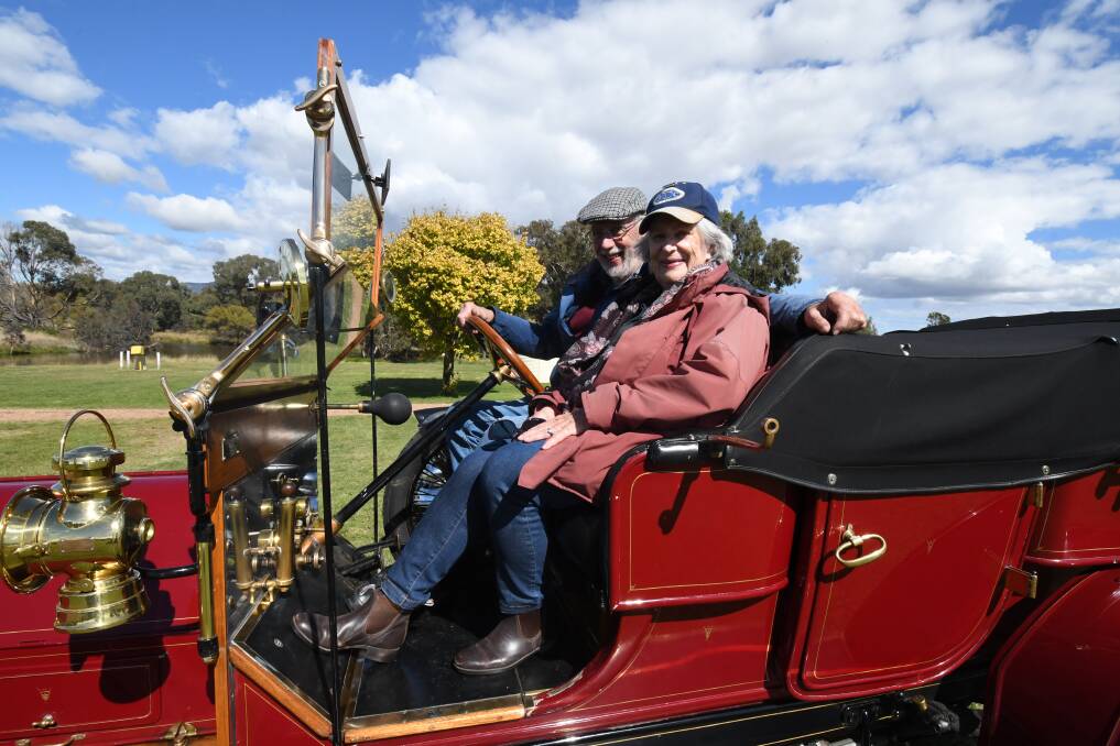 VETERAN CAR: Euan and Wilga Coutts from Clifton Grove in their 1910 SCAT at the Field Days Car Show and Markets. Photo: CARLA FREEDMAN