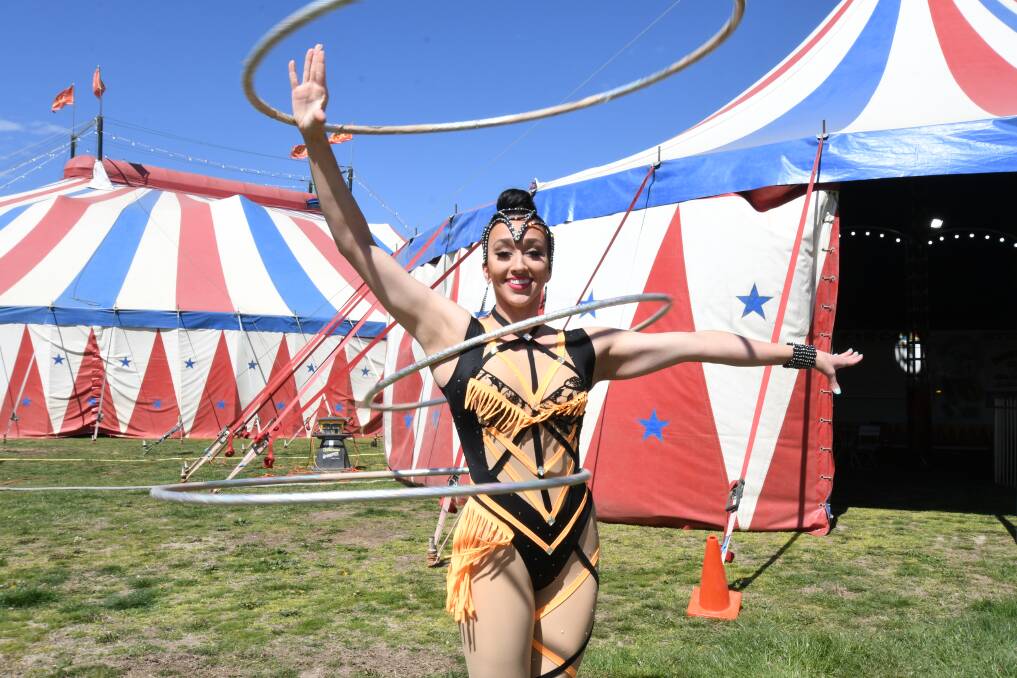 ACTION AND ENTERTAINMENT: Chantel Rodriguez will show her talents with hoops during 13 shows at Lennon Bros Circus in Orange. Photo: JUDE KEOGH