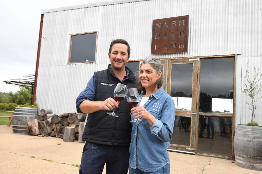 CHEERS: ORVA president Tom Ward with Nashdale Lane Wines' Tanya Segger on Thursday. Photo: JUDE KEOGH.