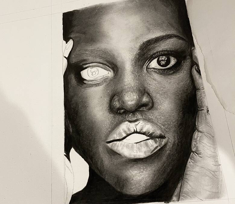 ALMOST DONE: Sam Kiho's illustration of actor Lupita Nyong'o in its final stages. Photo: SUPPLIED.