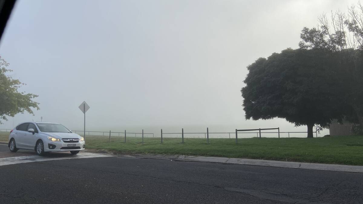 A BIT THICK: The fog at Brendon Sturgeon Oval. Photo: PETER HOLMES.