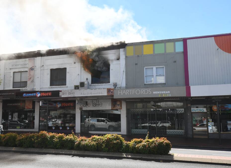 NEW START: The apartment fire above Cafe Latte on April 5. Photo: CARLA FREEDMAN.