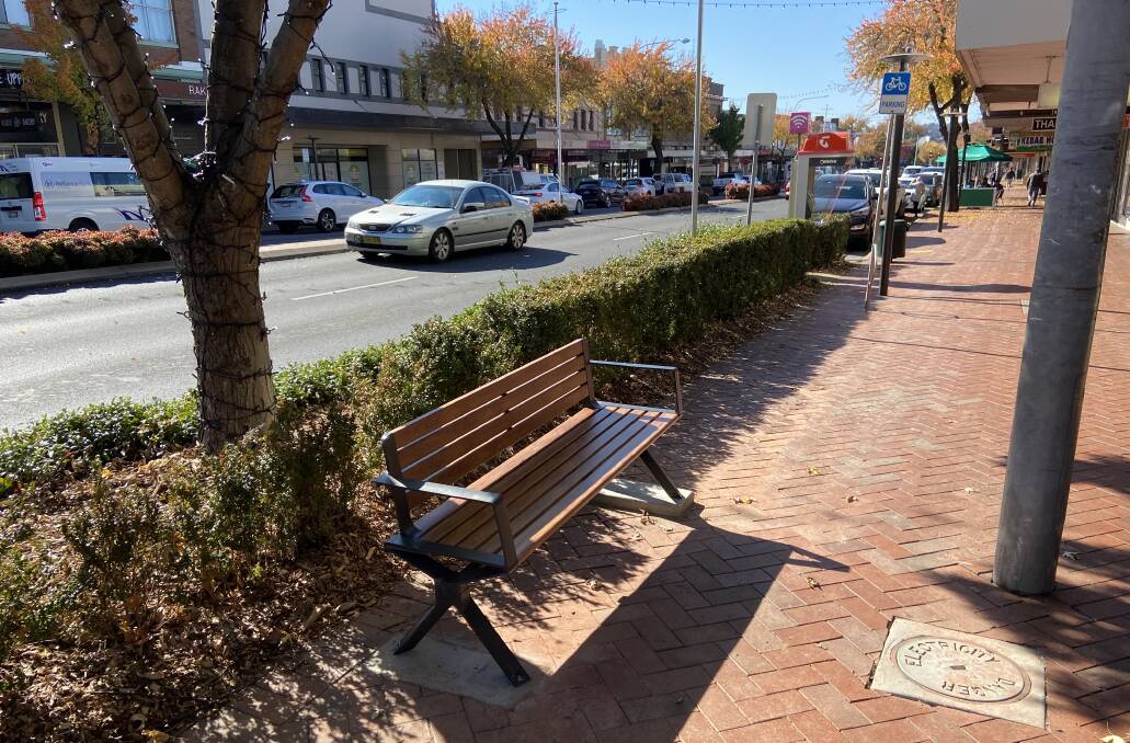 REST STOP: One of the new seats on Summer Street. Photo: PETER HOLMES.