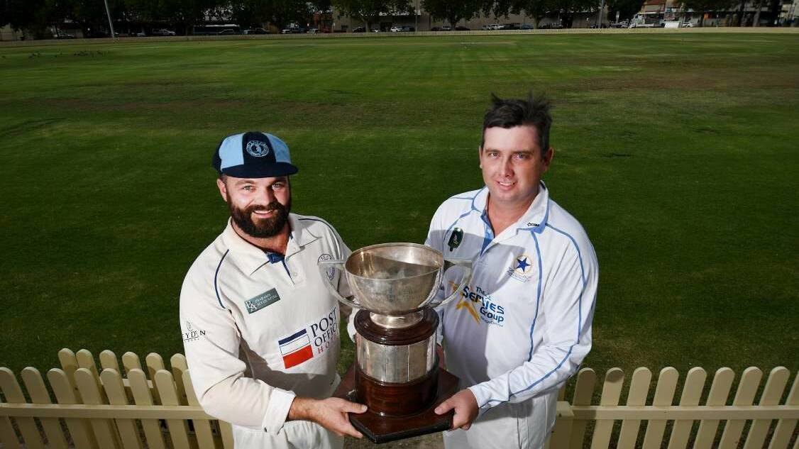SPIRIT: Country cricket captains Mitch Smith, left, and Ben Middlebrook on the eve of the grand final at Tamworth's No. 1 Oval. Photo: Gareth Gardner