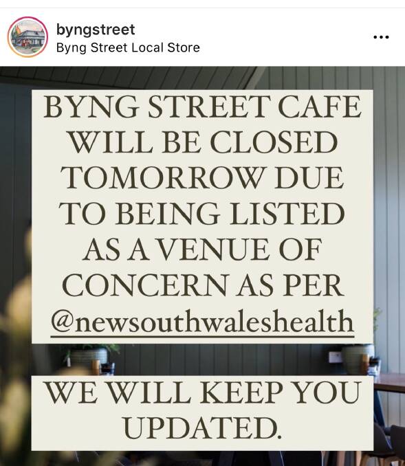 UPDATED: Byng Street Cafe's management reached out to customers on social media on Sunday night.