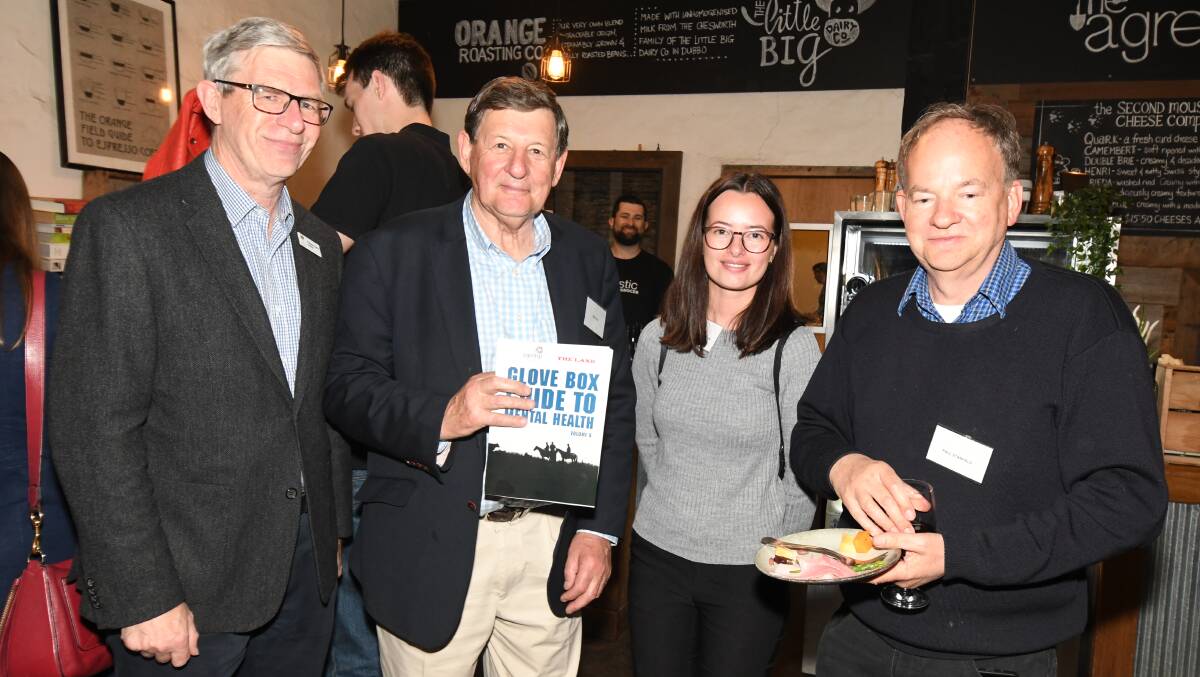 IMPORTANT EVENT: Prof. David Perkins, mayor Reg Kidd, Ashleigh Middleton and Paul Stanfield at the launch of the Glove Box Guide to Mental Health last week.