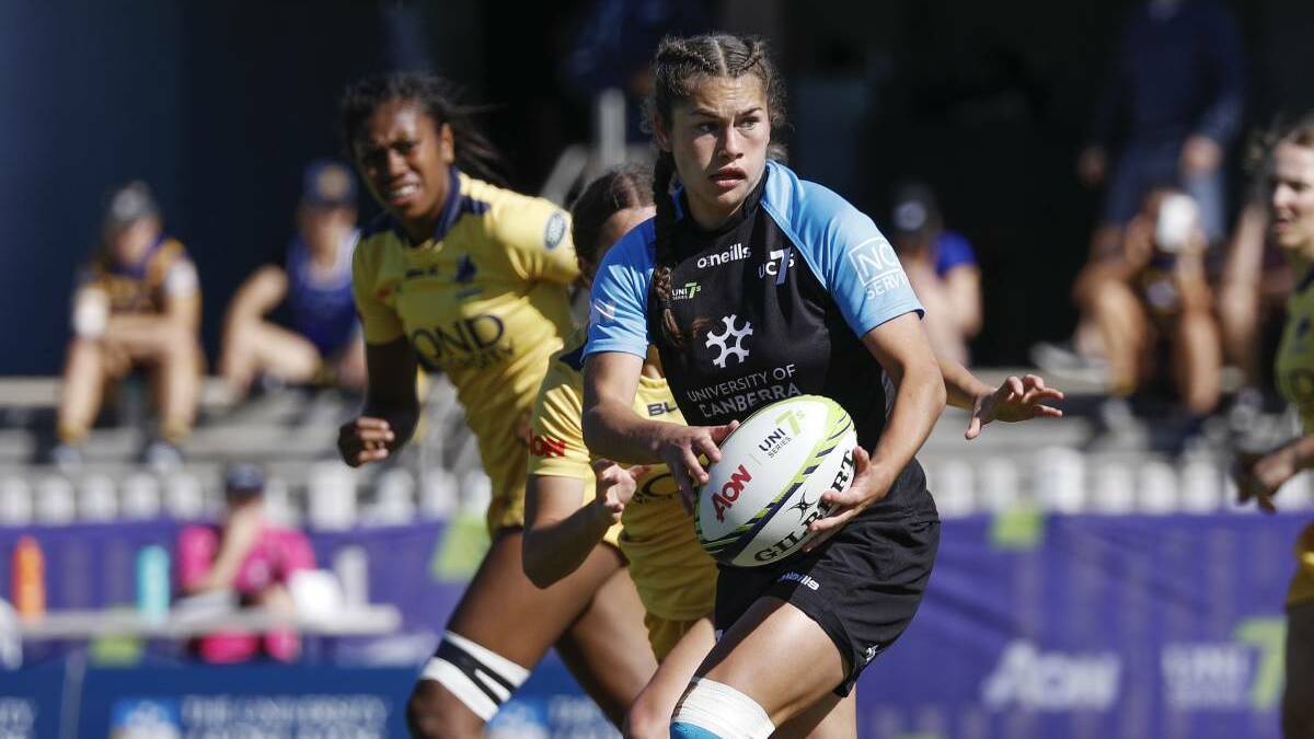 ANOTHER STEP: LillyAnn Mason-Spice, pictured during the AON Uni 7s, has been named in the Waratahs' extended squad. Photo: RUGBYAU MEDIA/KAREN WATSON