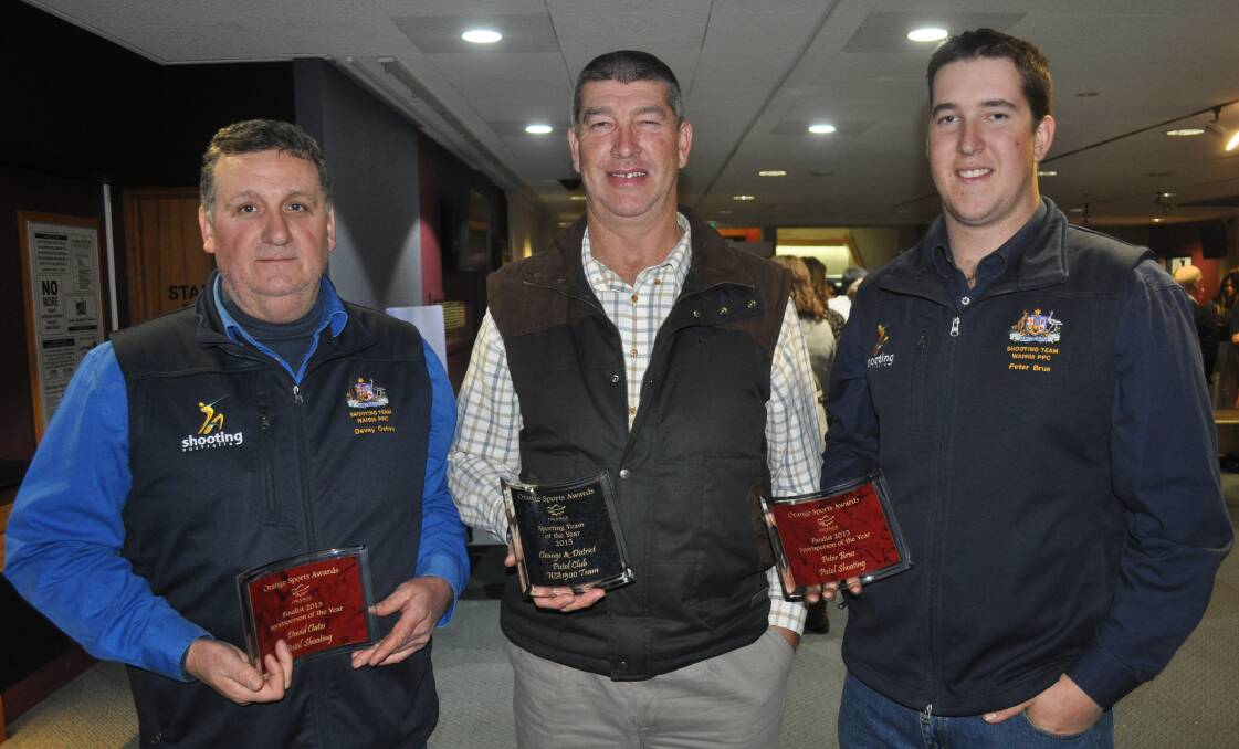 SHOOTING STARS: Dave Oates, Dean Brus and Pete Brus won the team of the year after a huge 2015. Photo: NICK McGRATH 0803nmawards2