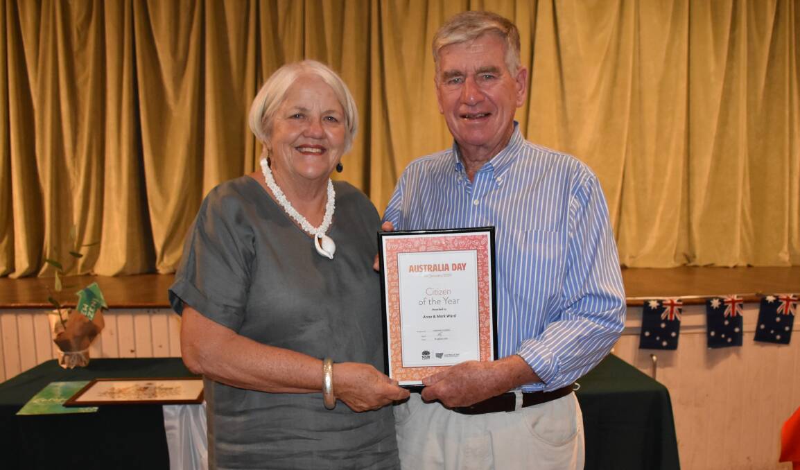 MEDAL OF HONOUR: Anne and Mark Ward, pictured accepting last year's Canowindra Citizens of the Year award, were recognised in this year's Australia Day Honours List. Photo: CANOWINDRA NEWS