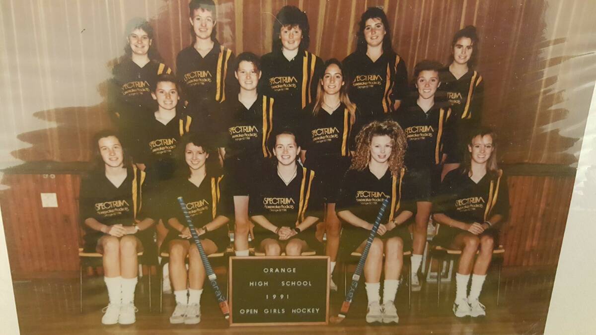 THEN TO NOW: Mel Hope (front row, middle) as skipper of Orange High's hockey side back in 1991, when she was in year 12. Photo: CONTRIBUTED