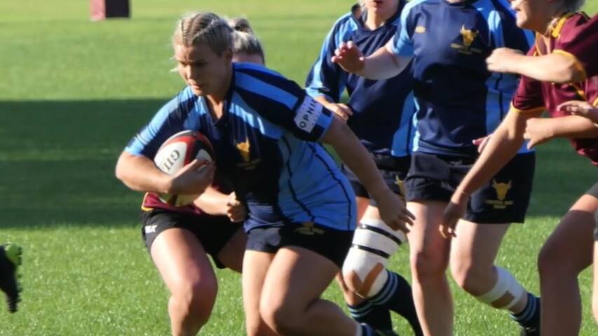 CENTRE STAGE: Bulldogs' Nicole Schneider charges forward in Central West's women's victory over University of Canterbury. Photo: TOTAL TOURS NZ