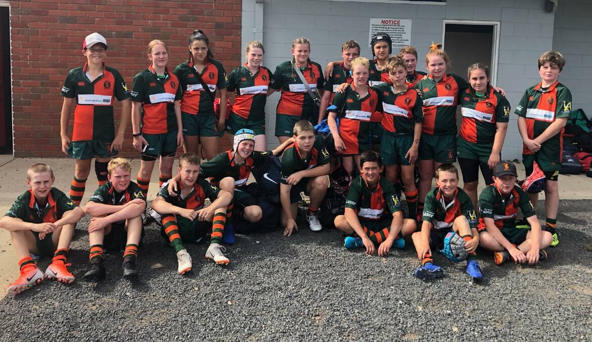 LIONS' PRIDE: Orange City's under 13s celebrated their second straight win to open the Central West Junior Rugby Union season on Saturday. Photo: DEE O'BRIEN