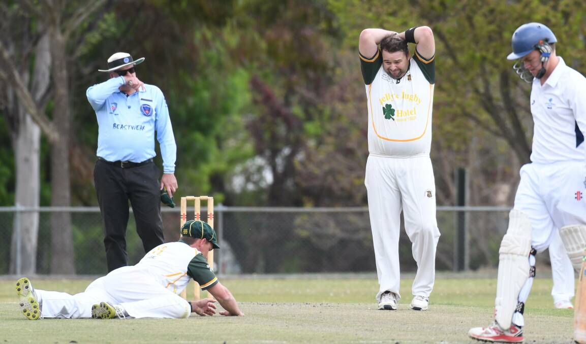 SO CLOSE: CYMS leg-spinner Chris Novak reacts to a chance that went begging on Saturday's opening day against Kinross. Photo: CARLA FREEDMAN