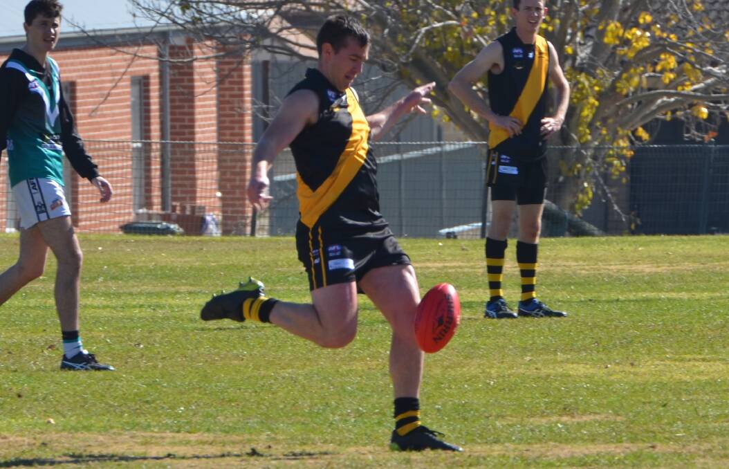 BIG BAD BARRY: Tim Barry kicked 13 goals to lead his Tigers to a huge win over Parkes on the weekend. Photo: ANYA WHITELAW