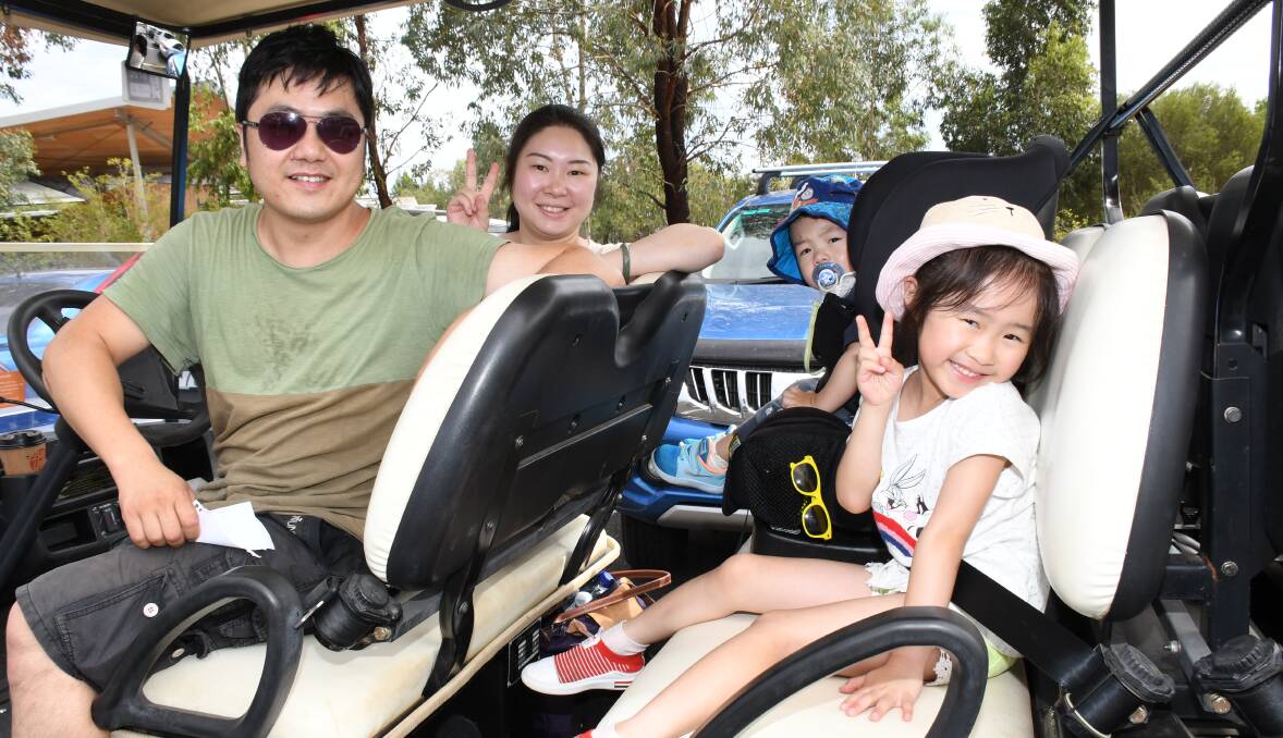 ZOO TRIP: Sydney family Davin Xiao, Tina Fu, and Hugo and Stella Xiao explore Taronga Western Plains Zoo in Dubbo earlier this year. Photo: AMY MCINTYRE