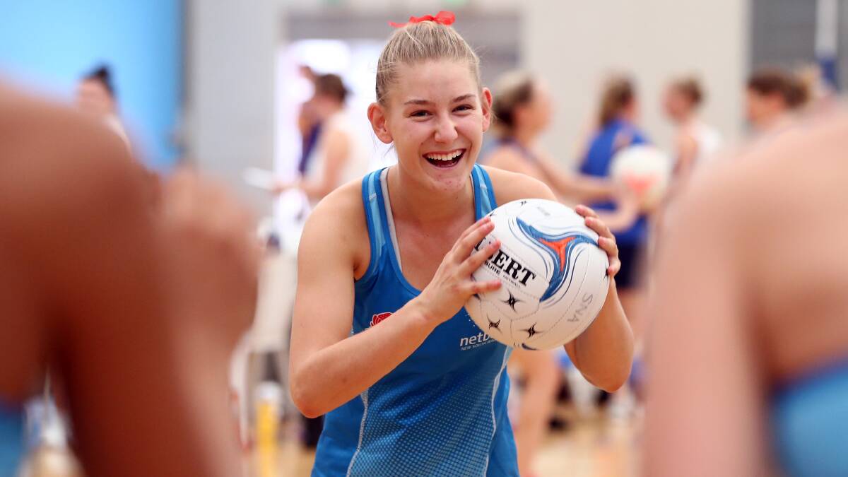 HOME TURF: Annie Miller has a laugh during NSW's under 17s' warm-up on Sunday afternoon. Photo: ANDREW MURRAY