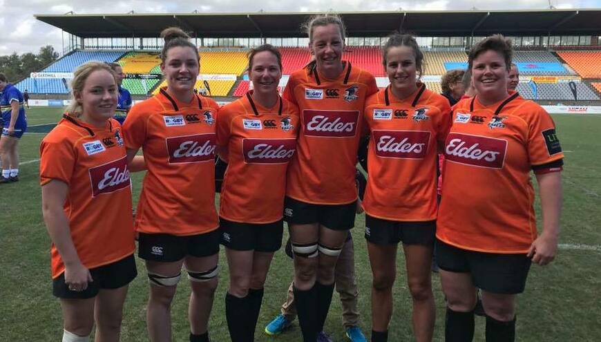 SIX OF THE BEST: Emus' Em McDonald, West Wyalong's Sharnah Stevens, Bulldogs' Mandy Scott and Mel Waterford, CSU's Claire Woolmington and Bulldogs' Marita Shoulders shone for NSW Country. Photo: CONTRIBUTED