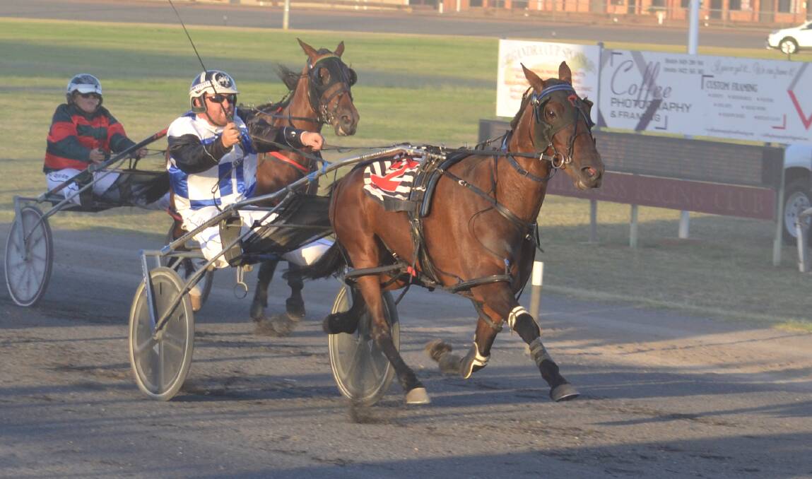 REPAYING THE FAITH: Jake Davis steers Studleigh Kristen to a victory at Dubbo this week, one of two his team picked up on Boxing Day. Photo: NICK GUTHRIE