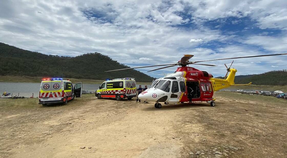 BOAT EXPOSION: NSW Ambulance crews and the Westpac Rescue Helicopter were called to the scene near Mookerawa Waters Holiday Park on Tuesday.