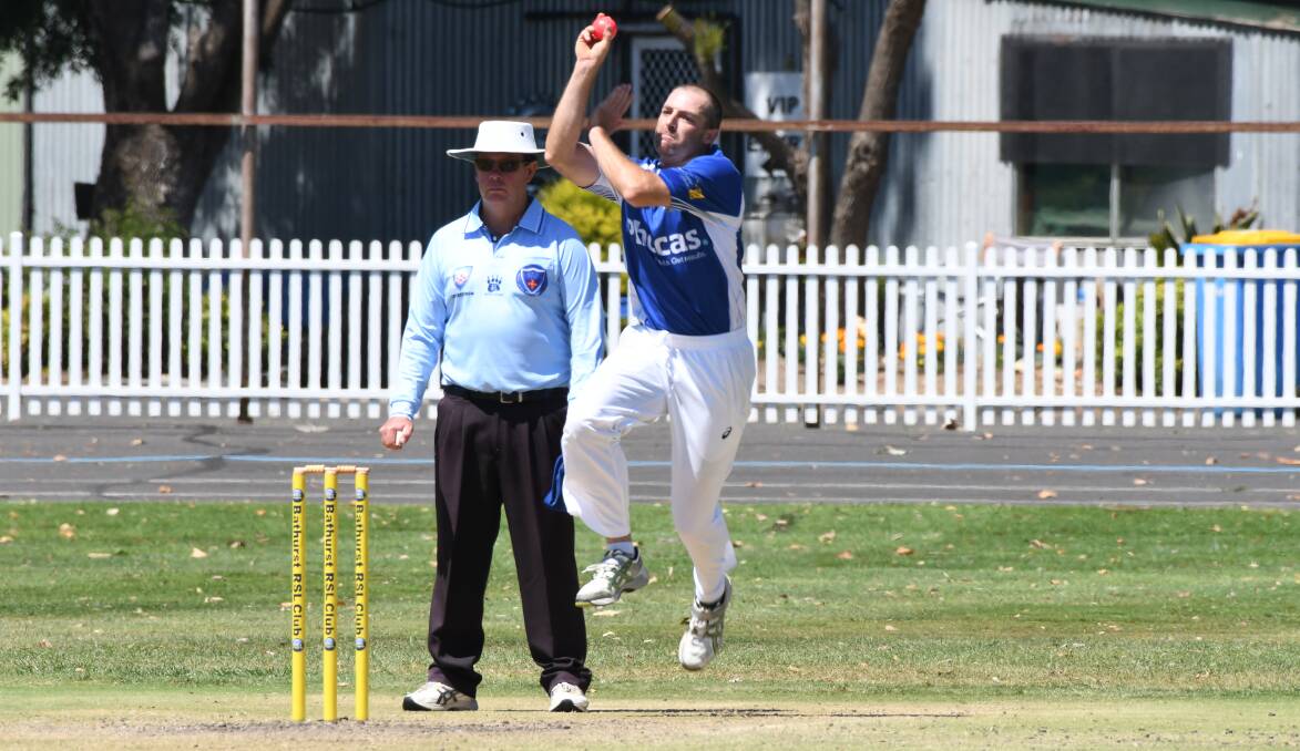 KNOCKED OUT: Orange skipper Daryl Kennewell steams in during the Bluebaggers' semi-final loss to Bathurst on Sunday morning. Photo: CHRIS SEABROOK