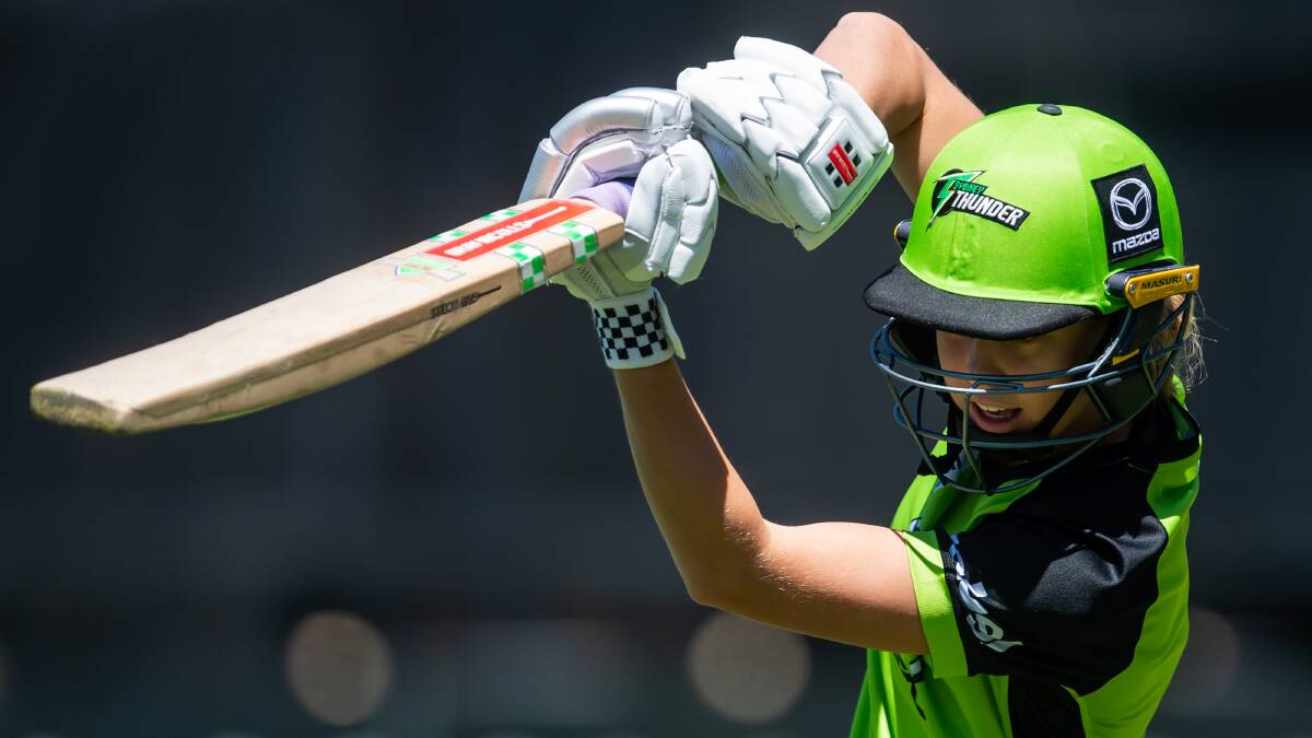 DRIVING FORCE: Phoebe Litchfield headlines the Perry XI for next month's under-19 exhibition games at Canberra. Photo: IAN BIRD/SYDNEY THUNDER