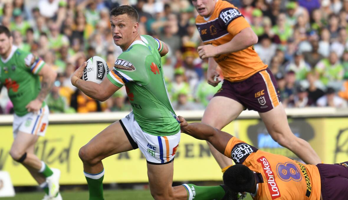 JACK OF ALL TRADES: Orange product Jack Wighton is continuing to develop as a five-eighth, producing a huge 40-20 that swung momentum in his Raiders' favour on Sunday. Photo: SITTHIXAY DITTHAVONG
