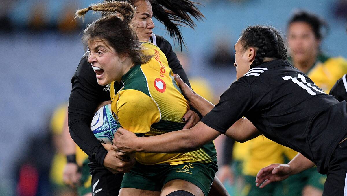 DESERVED APPOINTMENT: Panuara's Grace Hamilton, pictured crashing through the Black Ferns' defence, will captain her country in a four-Test, 2019 program. 