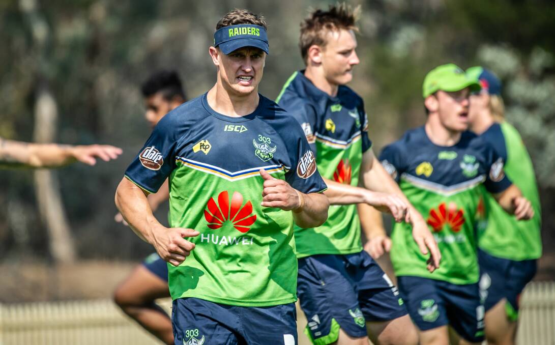 NEGOTATIONS: Jack Wighton at Canberra training earlier this month. Amid a busy off-season so far, his future from 2021 and beyond still appears to be up in the air. Photo: KARLEEN MINNEY