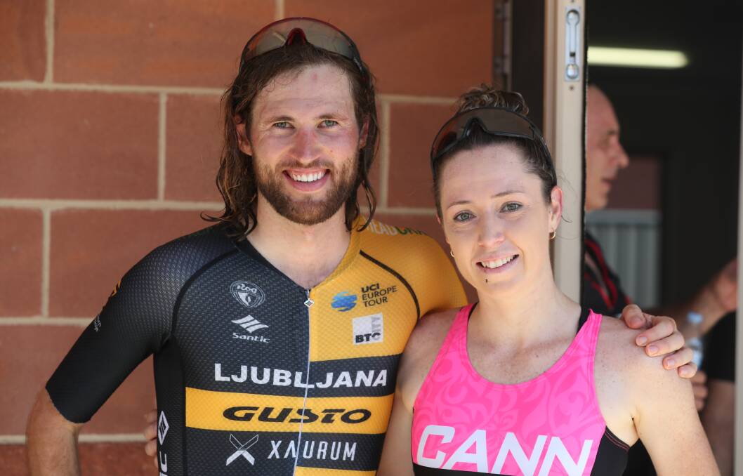 WINNING SMILES: Orange's Tim Guy and Bathurst's Kirsten Howard took the honours in Saturday's Inter-Club short-course event, hosted by the latter's club. Photo: PHIL BLATCH