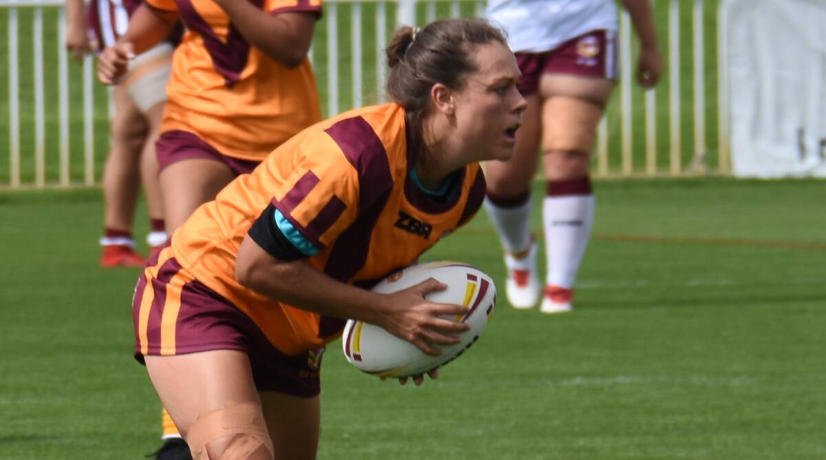 THE NEXT STEP: Orange Hawks half Bec Ford, pictured playing for Country Southern, has been named in the Indigenous All Stars squad. Photo: JAKE HUMPHREYS