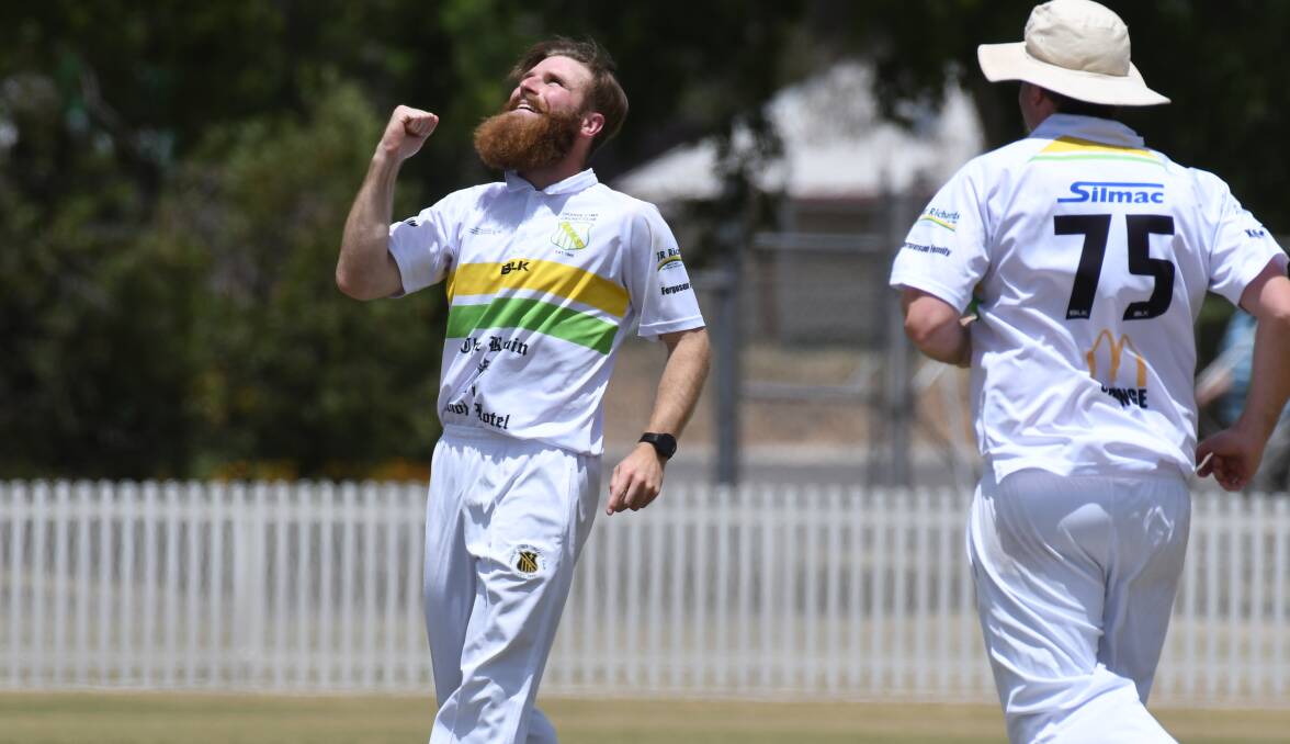 FIST PUMP: CYMS' Angus Le Lievre celebrates a wicket on Saturday afternoon, although his side went on to suffer their second loss on the trot. Photo: JUDE KEOGH