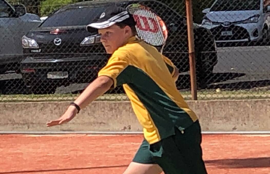 PICKED: Hayden Maw shapes to slam a forehand down the line during this week's PSSA trials at Orange Ex-Services' Tennis Club. Photo: CHRISSIE KJOLLER