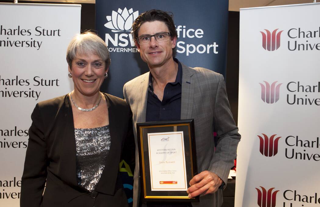 FOR THE LOVE: Office of Sport's Anne Gripper with newly-crowned WRAS volunteer of the year Drew Tuckwell.