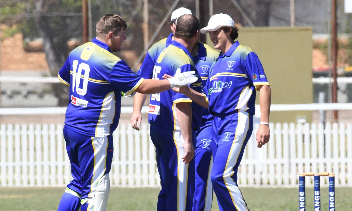 DO-OR-DIE: St Pat's Old Boys celebrate a wicket against CYMS. They lost that game, meaning their title defence goes on the line against Kinross on Friday. Photo: CARLA FREEDMAN