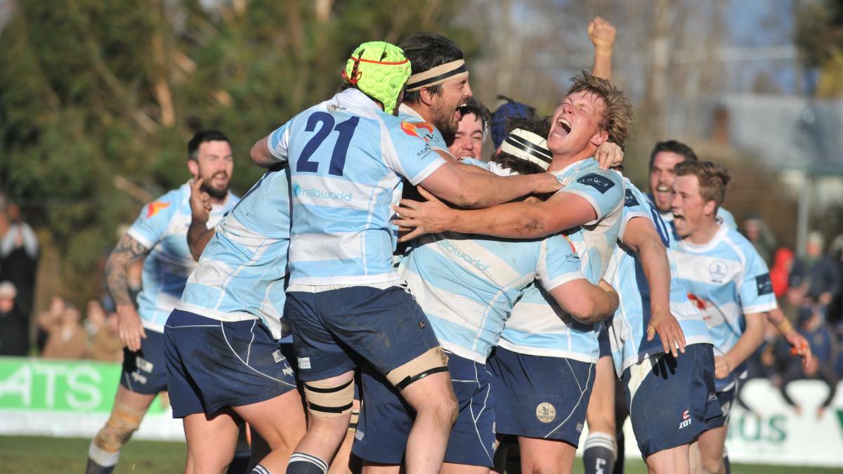 PLATYPI POWER: The full-time whistle in 2017's grand final sparked raucous celebrations for Forbes, who broke a 14-year title drought at Endeavour Oval. Photo: JUDE KEOGH