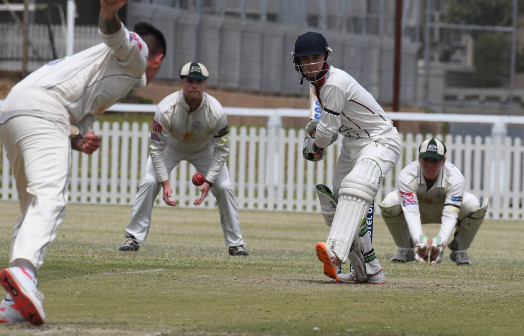 IN A SPIN: Cavaliers leg-spinner Ryan Kurtz, pictured batting against Orange City, is looking forward to the chance to pick Stuart MacGill's brain on Friday night. Photo: JUDE KEOGH