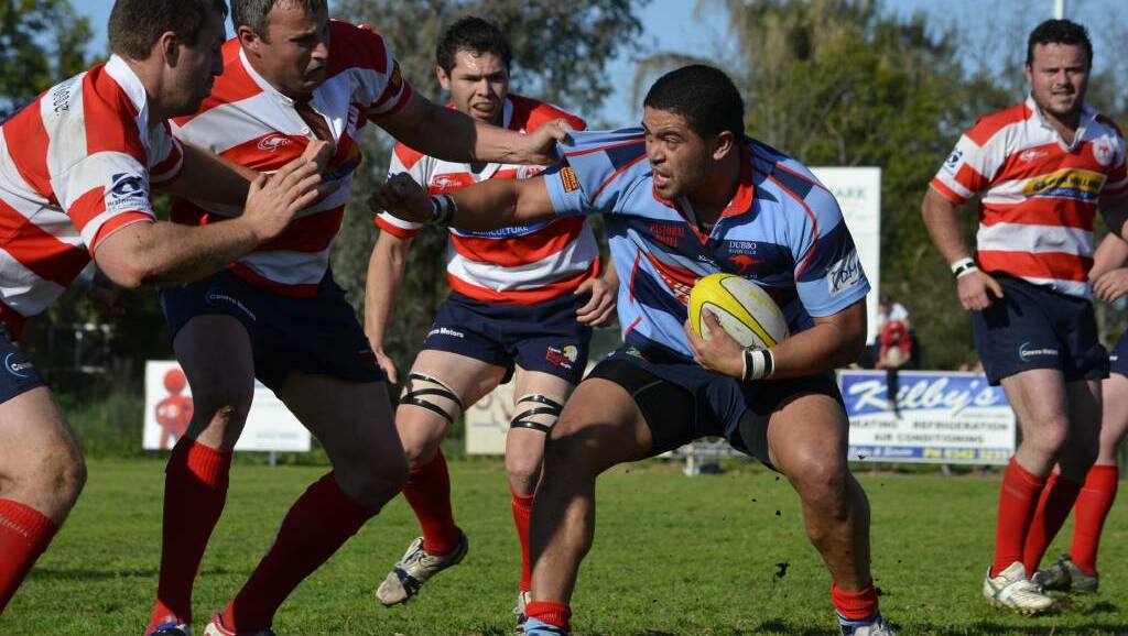 HOOKING IN: Peter Nau charges into Cowra's defence during the 2013 season, he was a no-brainer to play hooker in this side. Photo: DAMIEN JOHNSON