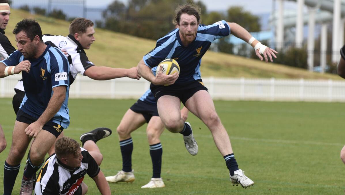CENTRE STAGE: Orange Emus and Central West centre Lachie Harris is one of a dozen Blue Bulls senior men to have earned a NSW Country call-up. Photo: SAMANTHA NEWSAM