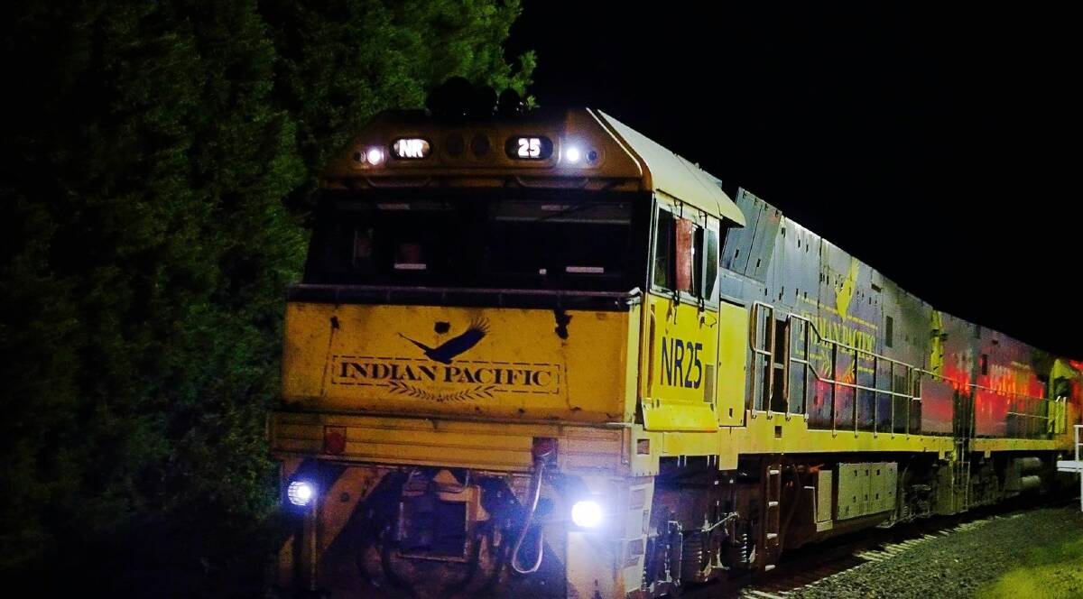 BACK ON TRACK: The Indian Pacific was spotted travelling westbound through Orange for the first time in 12 months. Photo: TOP NOTCH VIDEO/TROY PEARSON
