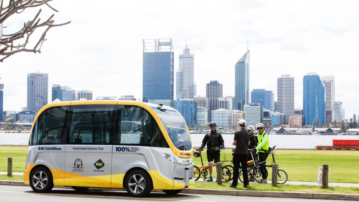 DRIVERLESS: This NAVYA Autonom shuttle was being trialed on the road in Perth back in 2018. Photo: CLAIRE PELLICCIA 